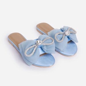 Lemonade Bow Detail Flat Slider Sandals